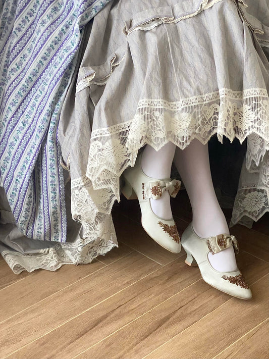 Gilt Bow Rococo Shoes