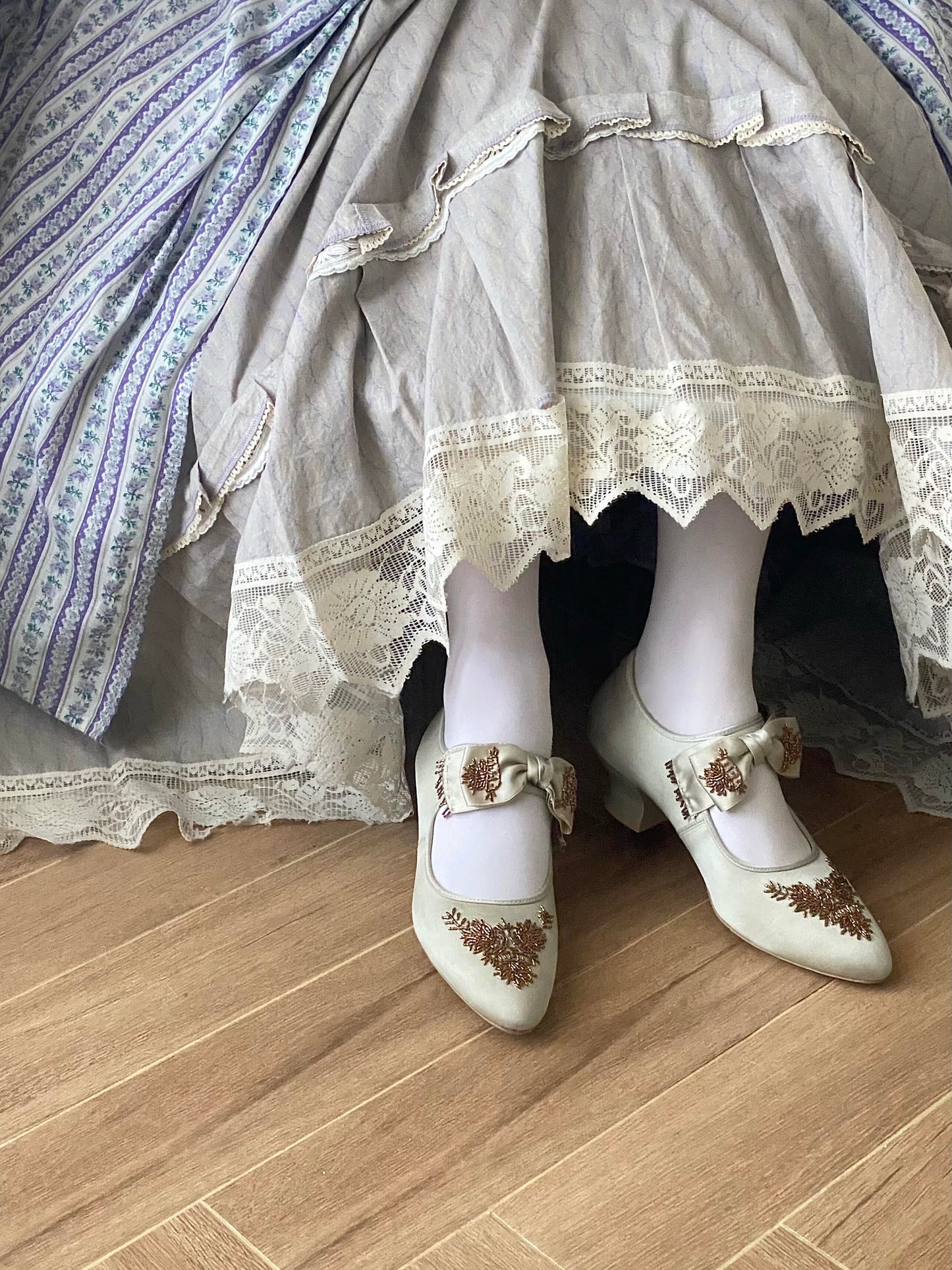 Gilt Bow Rococo Shoes