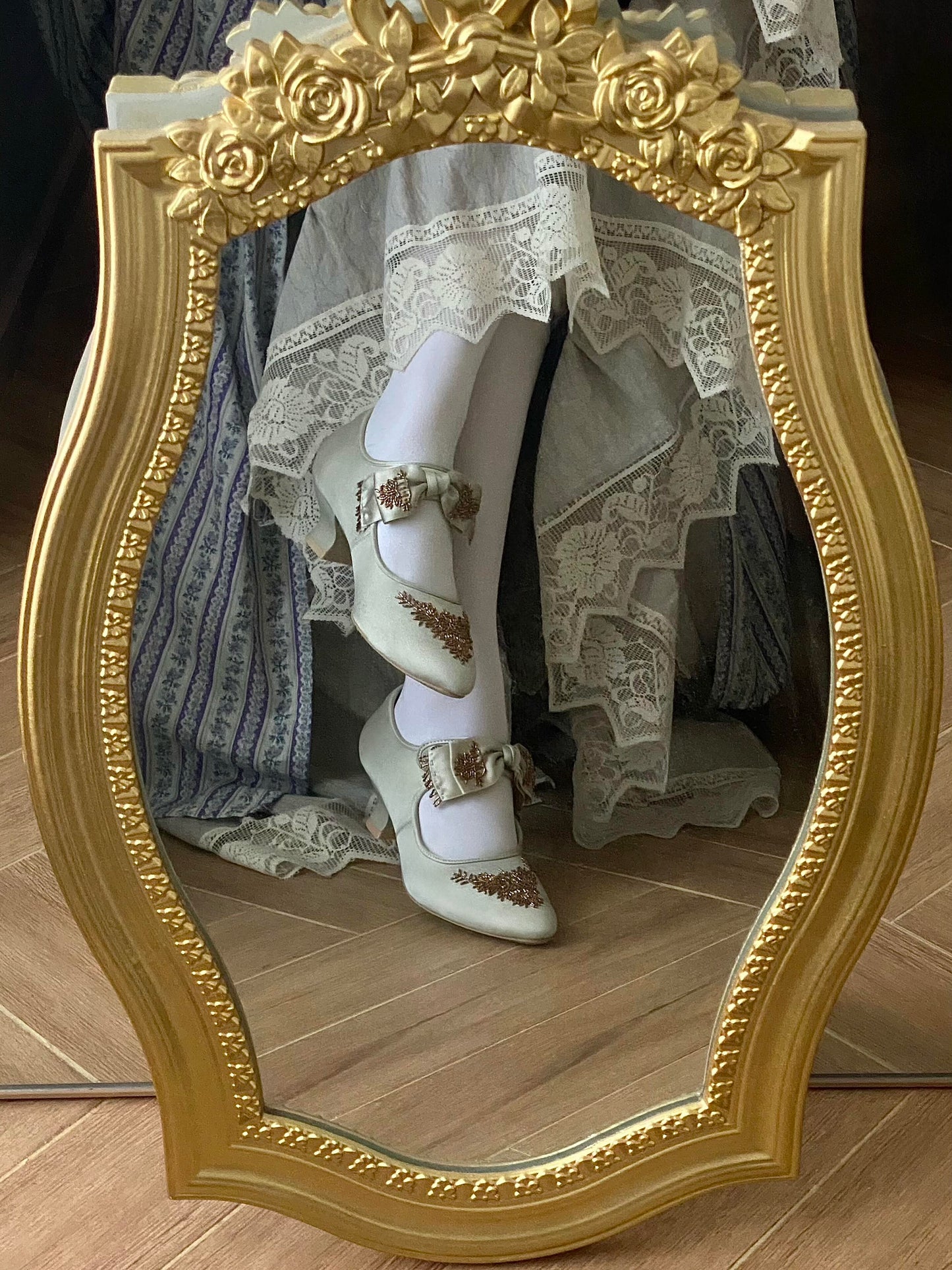 Gilt Bow Rococo Shoes