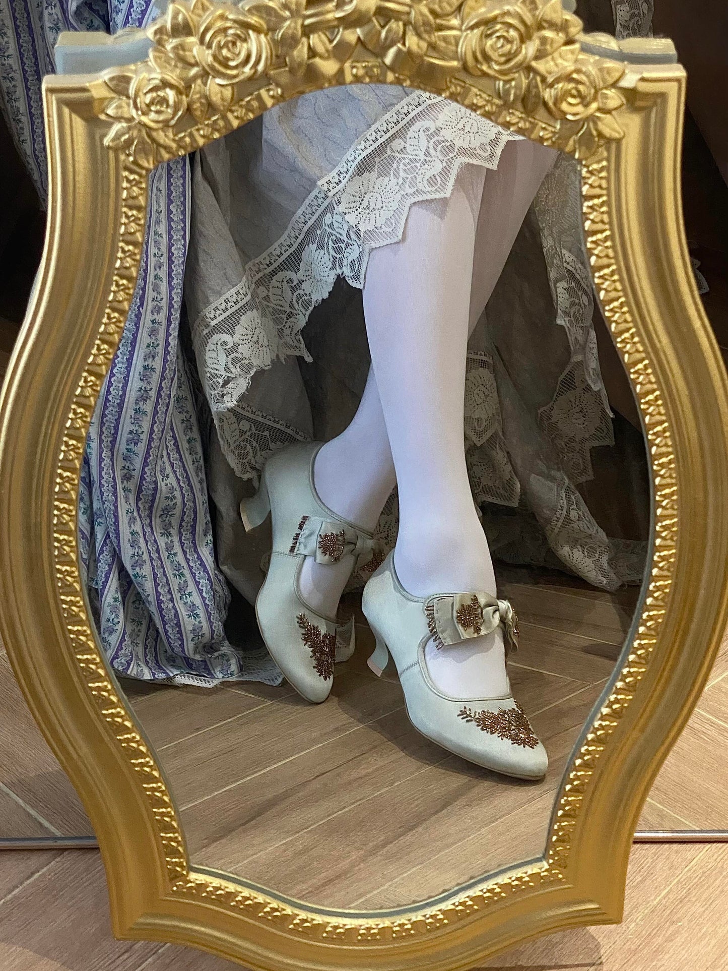 Gilt Bow Rococo Shoes